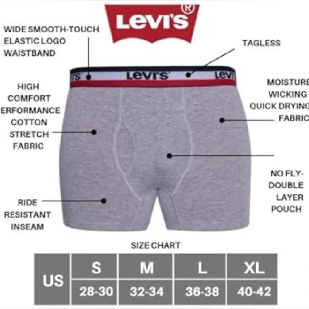 Levi’s 5-PK Cotton Stretch Boxer Brief SM NWT